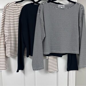 Country Road Australia Boat Neck Long Sleeve Top Set of 3 Size Large